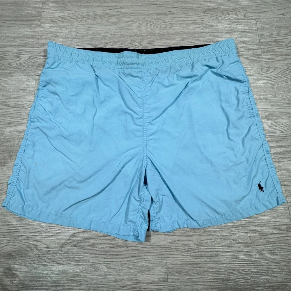 Polo Ralph Lauren Mens Swim Trunks Light Blue Large Mesh‎ Lined Pony Logo